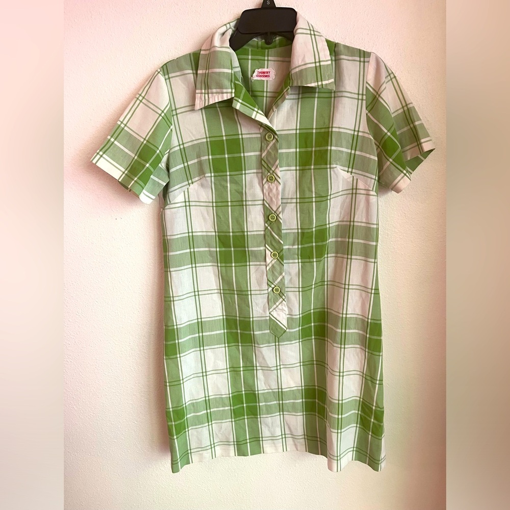 Vintage green plaid dress